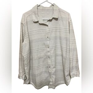 Poetry Hemp & Organic Cotton Blend Textured Long Sleeve Woman’s Size 14 Shirt.